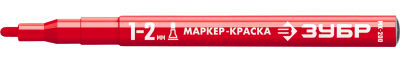 Маркер-краска ЗУБР Профессионал МК-200 круглый наконечник, 1-2 мм, красный 06326-3